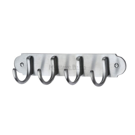 This is an image of a Heritage Brass - Coat Hooks on Plate Satin Chrome Finish, v1079-sc that is available to order from T.H Wiggans Ironmongery in Kendal.