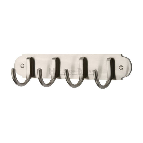 This is an image of a Heritage Brass - Coat Hooks on Plate Satin Nickel Finish, v1079-sn that is available to order from T.H Wiggans Ironmongery in Kendal.