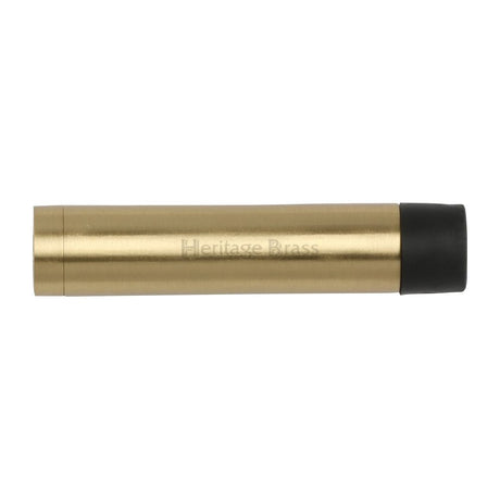 This is an image of a Heritage Brass - Cylindrical Door Stop Without Rose 64mm Satin Brass Finish, v1081-64-sb that is available to order from T.H Wiggans Ironmongery in Kendal.