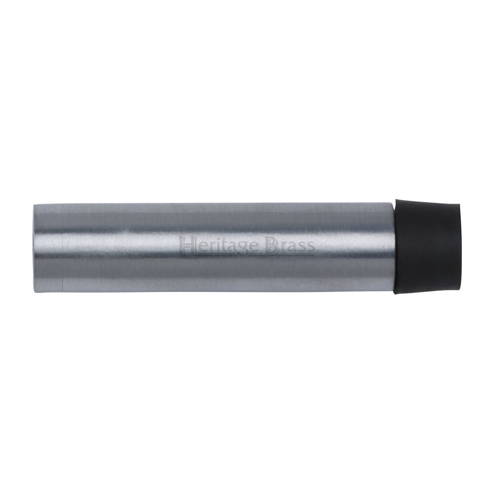 This is an image of a Heritage Brass - Cylindrical Door Stop Without Rose 64mm Satin Chrome Finish, v1081-64-sc that is available to order from T.H Wiggans Ironmongery in Kendal.