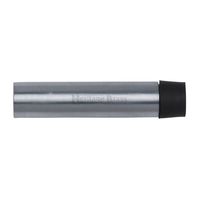 This is an image of a Heritage Brass - Cylindrical Door Stop Without Rose 64mm Satin Chrome Finish, v1081-64-sc that is available to order from T.H Wiggans Ironmongery in Kendal.