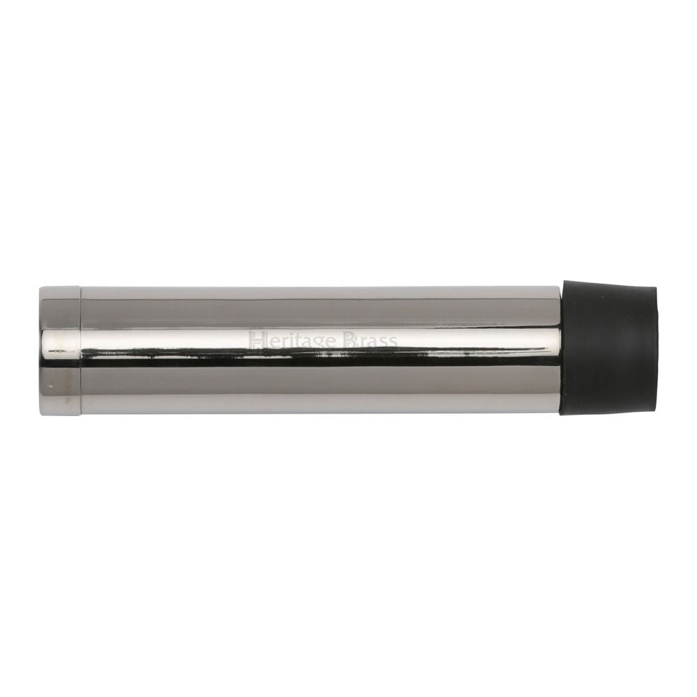 This is an image of a Heritage Brass - Cylindrical Door Stop Without Rose 76mm Polished Nickel Finish, v1081-76-pnf that is available to order from T.H Wiggans Ironmongery in Kendal.