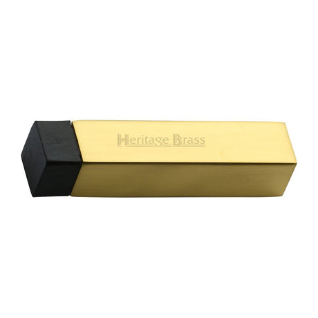 This is an image of a Heritage Brass - Door Stop Square Wall Mounted Design Polished Brass Finish, v1084-pb that is available to order from T.H Wiggans Ironmongery in Kendal.