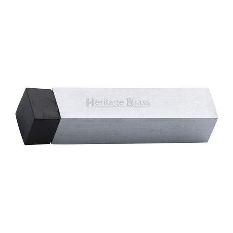 This is an image of a Heritage Brass - Door Stop Square Wall Mounted Design Satin Chrome Finish, v1084-sc that is available to order from T.H Wiggans Ironmongery in Kendal.