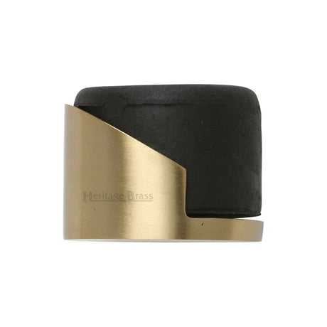 This is an image of a Heritage Brass - Door Stop Round Floor Mounted Design Satin Brass Finish, v1088-sb that is available to order from T.H Wiggans Ironmongery in Kendal.