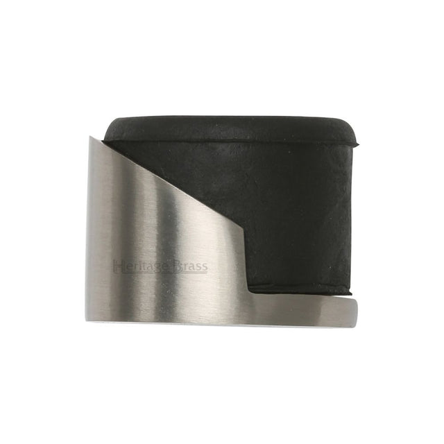 This is an image of a Heritage Brass - Door Stop Round Floor Mounted Design Satin Nickel Finish, v1088-sn that is available to order from T.H Wiggans Ironmongery in Kendal.