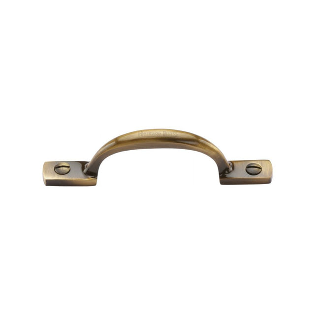 This is an image of a Heritage Brass - Pull Handle Russell Design 102mm Antique Brass Finish, v1090-102-at that is available to order from T.H Wiggans Ironmongery in Kendal.