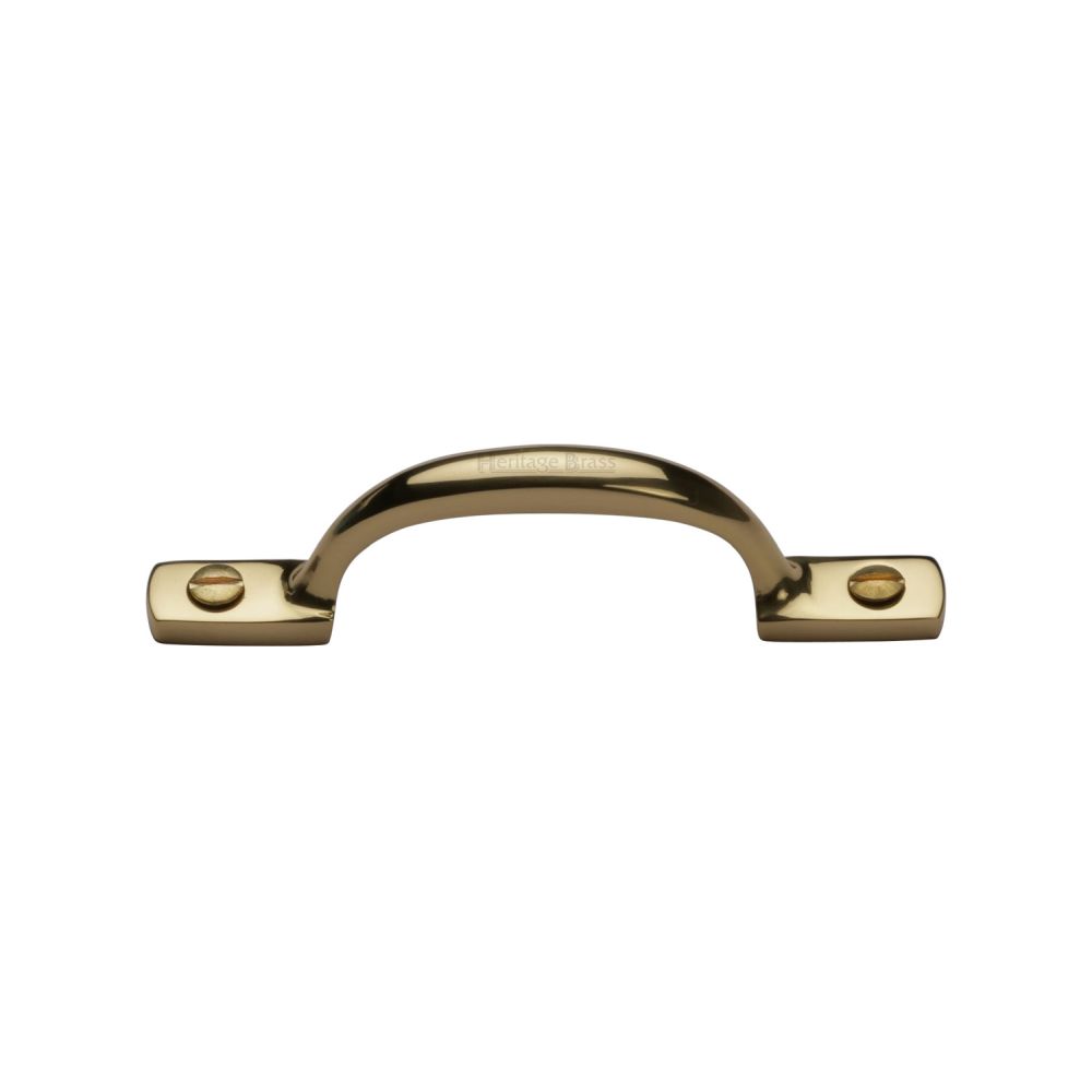 This is an image of a Heritage Brass - Pull Handle Russell Design 102mm Polished Brass Finish, v1090-102-pb that is available to order from T.H Wiggans Ironmongery in Kendal.