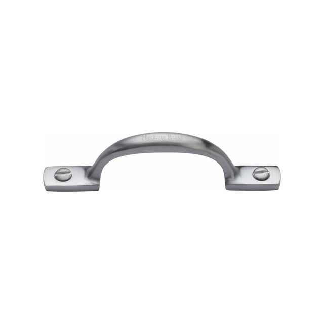 This is an image of a Heritage Brass - Pull Handle Russell Design 102mm Satin Chrome Finish, v1090-102-sc that is available to order from T.H Wiggans Ironmongery in Kendal.