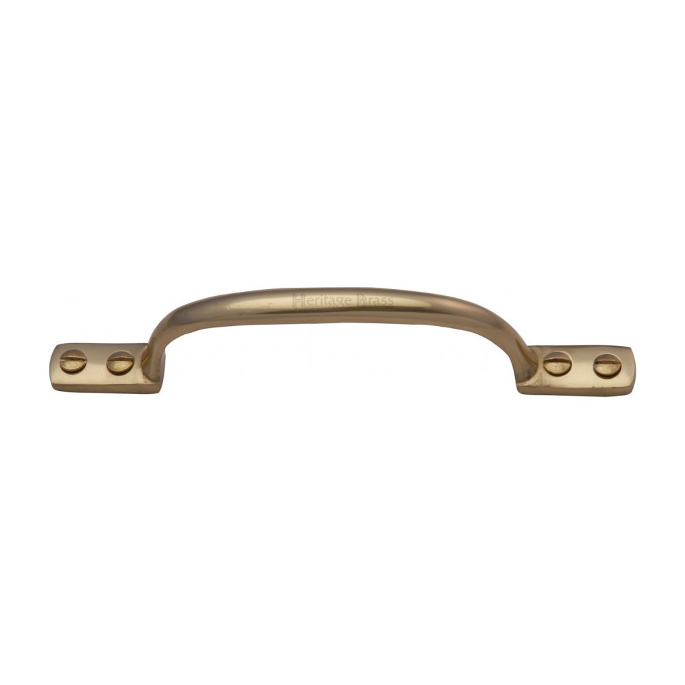 This is an image of a Heritage Brass - Pull Handle Russell Design 152mm Polished Brass Finish, v1090-152-pb that is available to order from T.H Wiggans Ironmongery in Kendal.