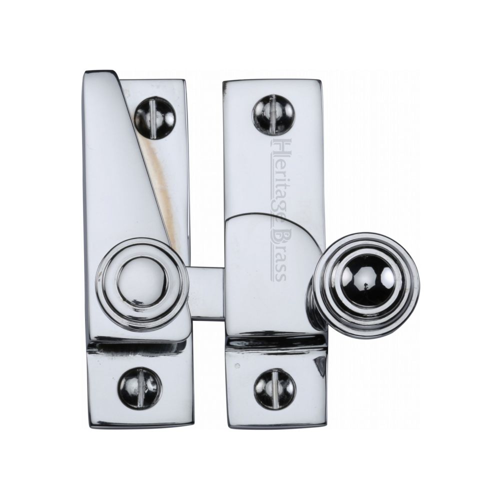 This is an image of a Heritage Brass - Sash Fastener Polished Chrome Finish, v1104-pc that is available to order from T.H Wiggans Ironmongery in Kendal.