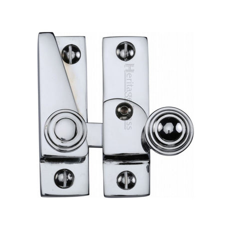 This is an image of a Heritage Brass - Sash Fastener Lockable Polished Chrome Finish, v1104l-pc that is available to order from T.H Wiggans Ironmongery in Kendal.