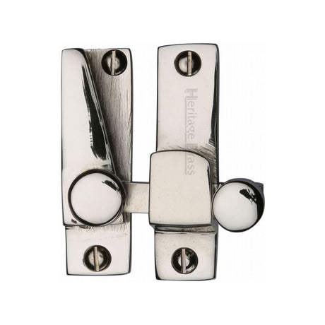 This is an image of a Heritage Brass - Sash Fastener Polished Nickel Finish, v1105-pnf that is available to order from T.H Wiggans Ironmongery in Kendal.