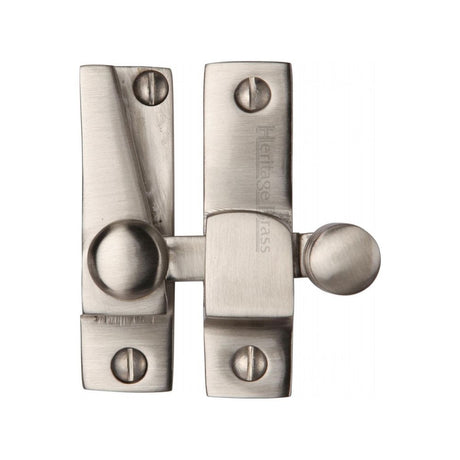 This is an image of a Heritage Brass - Sash Fastener Satin Nickel Finish, v1105-sn that is available to order from T.H Wiggans Ironmongery in Kendal.