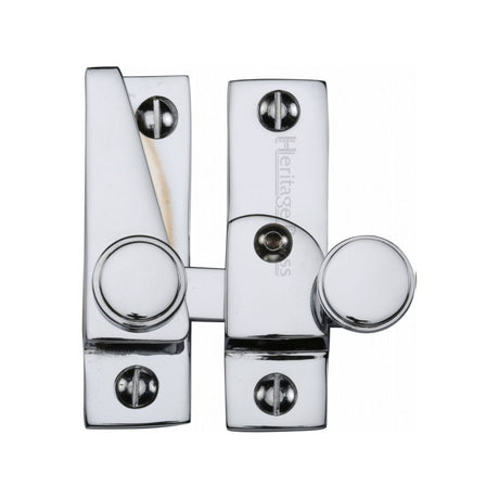 This is an image of a Heritage Brass - Sash Fastener Lockable Polished Chrome Finish, v1106l-pc that is available to order from T.H Wiggans Ironmongery in Kendal.