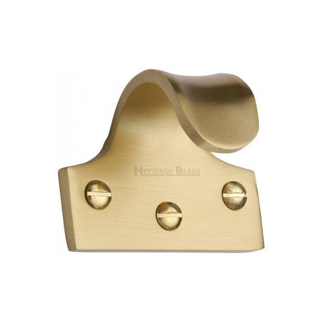 This is an image of a Heritage Brass - Sash Lift Satin Brass Finish, v1110-sb that is available to order from T.H Wiggans Ironmongery in Kendal.