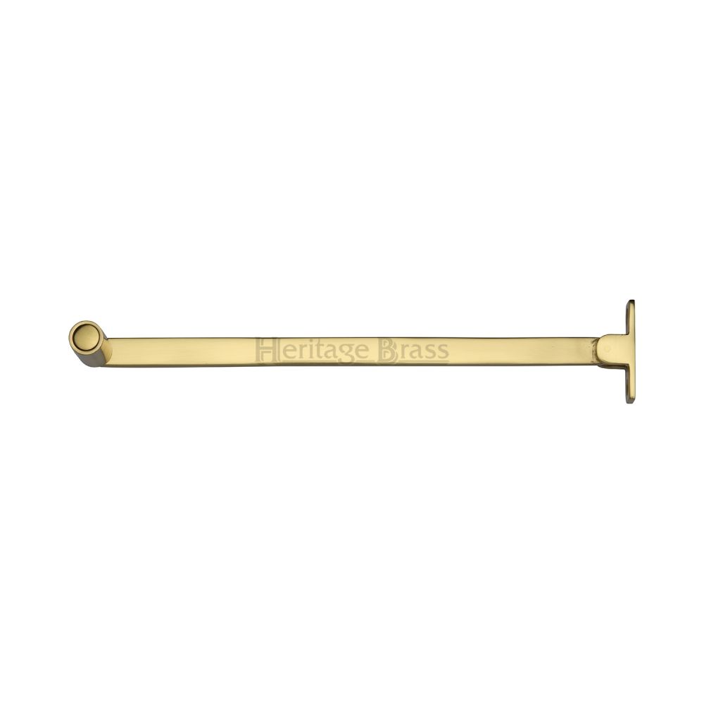 This is an image of a Heritage Brass - Roller Arm Stay 254mm Polished Brass Finish, v1119-10-pb that is available to order from T.H Wiggans Ironmongery in Kendal.