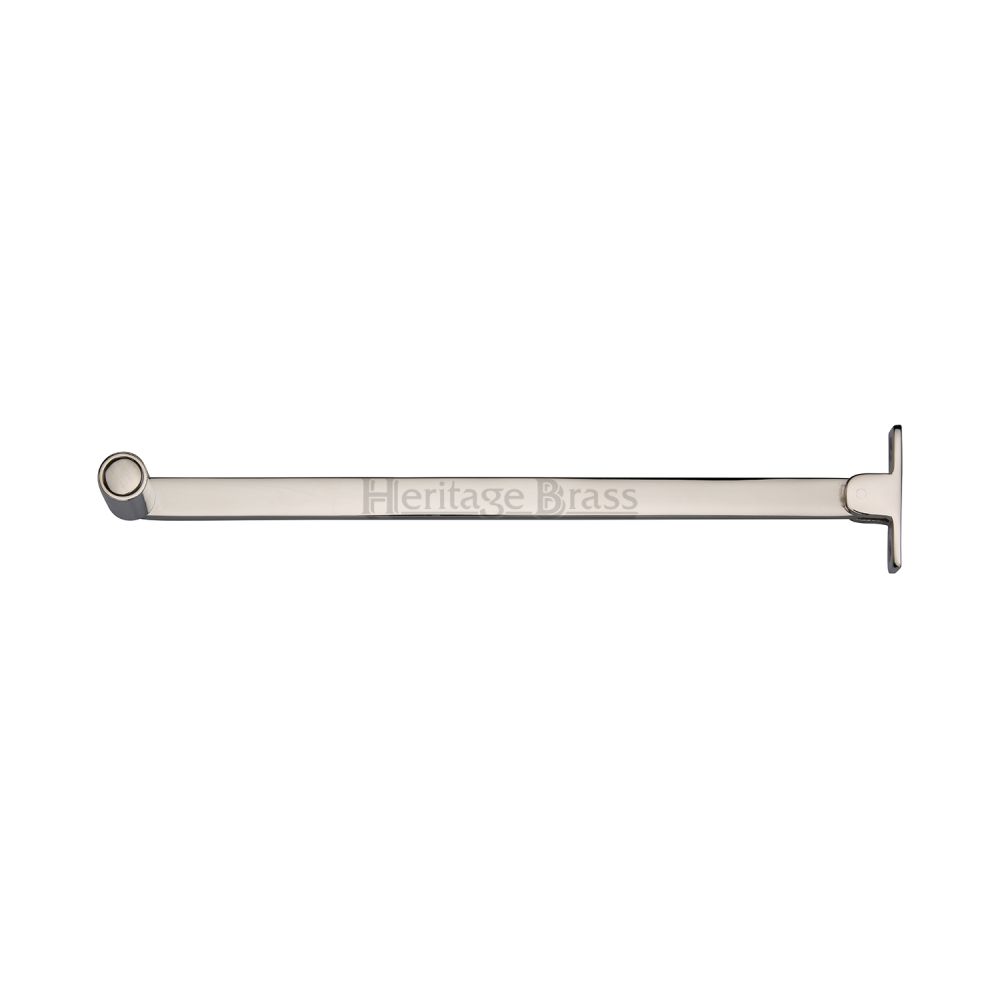 This is an image of a Heritage Brass - Roller Arm Stay 254mm Polished Nickel Finish, v1119-10-pnf that is available to order from T.H Wiggans Ironmongery in Kendal.
