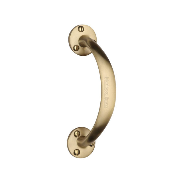 This is an image of a Heritage Brass - Pull Handle Satin Brass Finish, v1140-sb that is available to order from T.H Wiggans Ironmongery in Kendal.