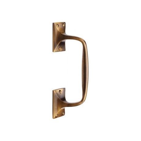 This is an image of a Heritage Brass - Door Pull Handle Cranked Design 8" Antique Brass Finish, v1150-202-at that is available to order from T.H Wiggans Ironmongery in Kendal.