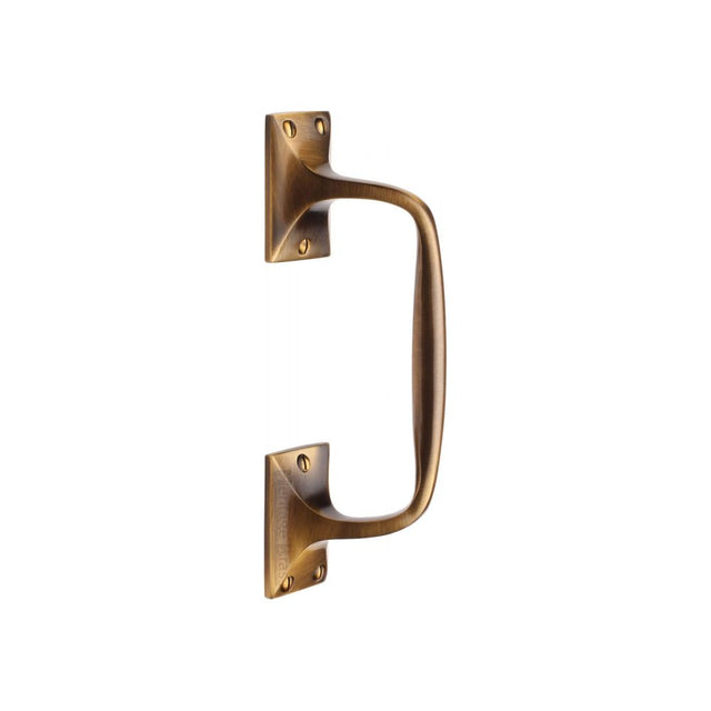 This is an image of a Heritage Brass - Door Pull Handle Cranked Design 8" Antique Brass Finish, v1150-202-at that is available to order from T.H Wiggans Ironmongery in Kendal.