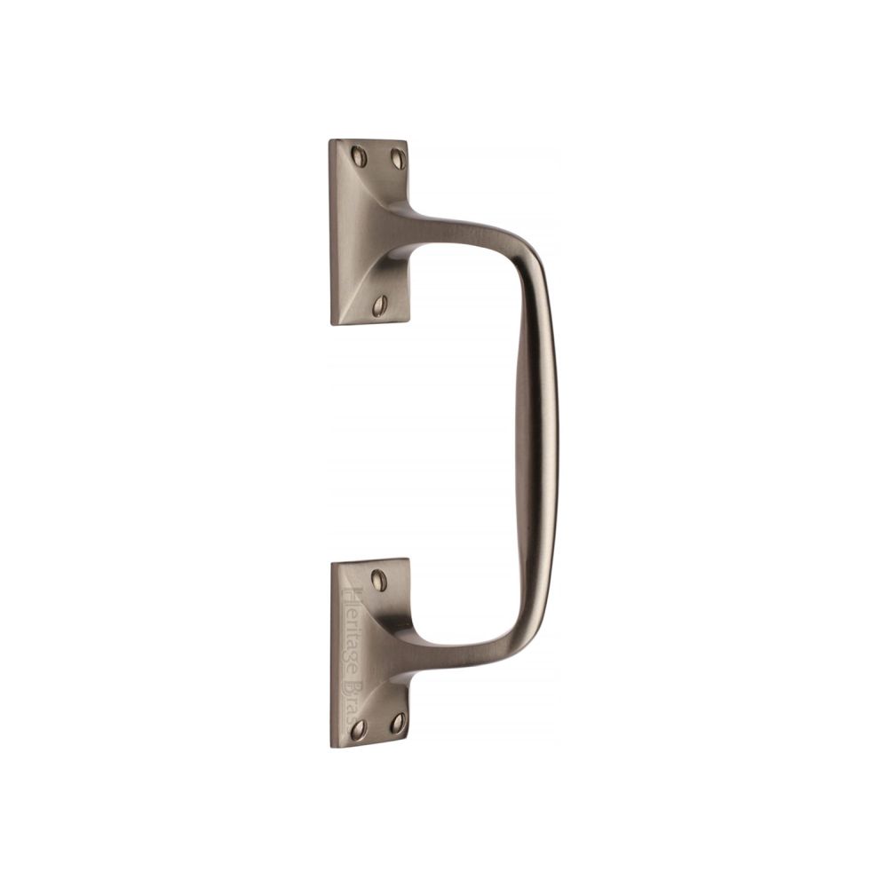 This is an image of a Heritage Brass - Door Pull Handle Cranked Design 8" Satin Nickel Finish, v1150-202-sn that is available to order from T.H Wiggans Ironmongery in Kendal.