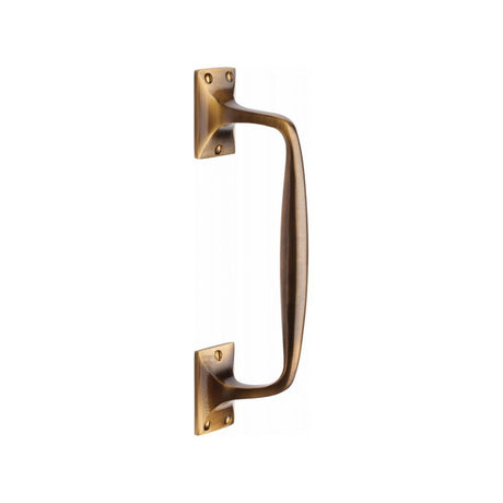 This is an image of a Heritage Brass - Door Pull Handle Cranked Design 10" Antique Brass Finish, v1150-253-at that is available to order from T.H Wiggans Ironmongery in Kendal.