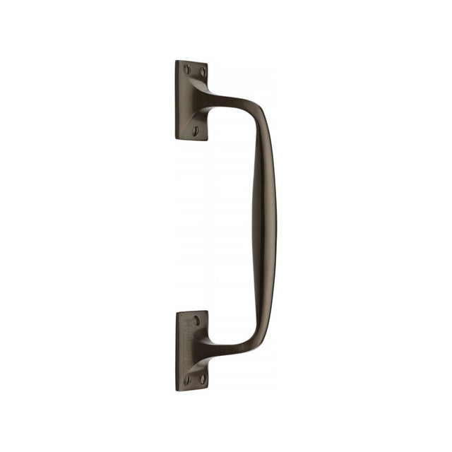 This is an image of a Heritage Brass - Door Pull Handle Cranked Design 10" Matt Bronze Finish, v1150-253-mb that is available to order from T.H Wiggans Ironmongery in Kendal.