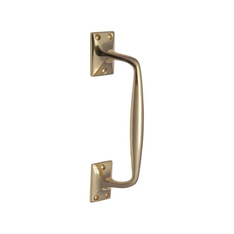 This is an image of a Heritage Brass - Door Pull Handle Cranked Design 10" Polished Brass Finish, v1150-253-pb that is available to order from T.H Wiggans Ironmongery in Kendal.