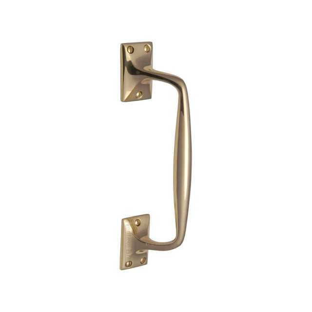 This is an image of a Heritage Brass - Door Pull Handle Cranked Design 10" Polished Brass Finish, v1150-253-pb that is available to order from T.H Wiggans Ironmongery in Kendal.