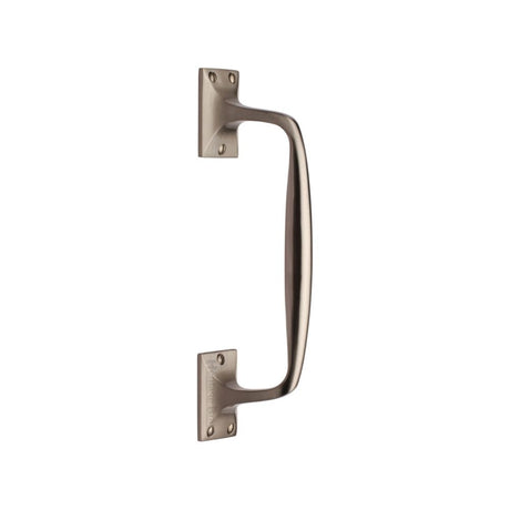 This is an image of a Heritage Brass - Door Pull Handle Cranked Design 10" Satin Nickel Finish, v1150-253-sn that is available to order from T.H Wiggans Ironmongery in Kendal.