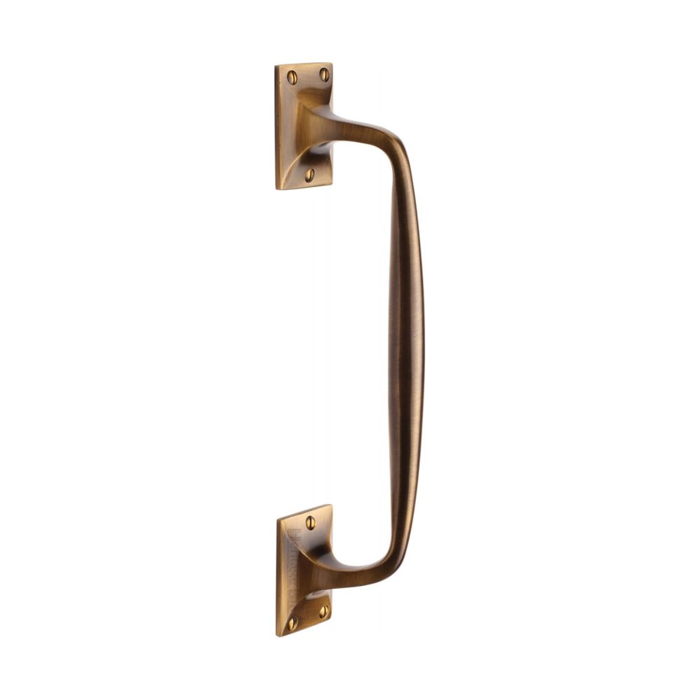 This is an image of a Heritage Brass - Door Pull Handle Cranked Design 12" Antique Brass Finish, v1150-310-at that is available to order from T.H Wiggans Ironmongery in Kendal.