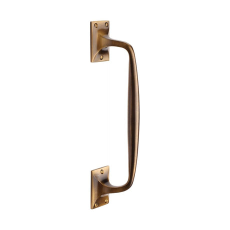 This is an image of a Heritage Brass - Door Pull Handle Cranked Design 12" Antique Brass Finish, v1150-310-at that is available to order from T.H Wiggans Ironmongery in Kendal.