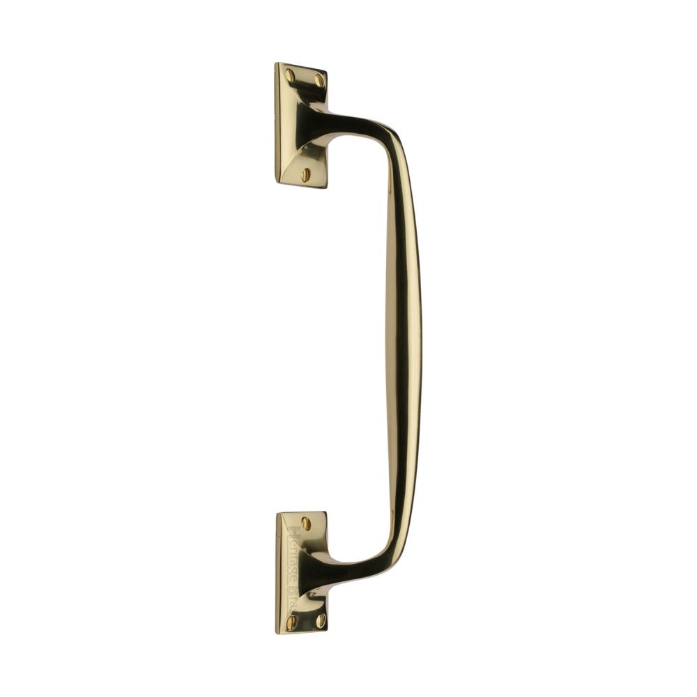 This is an image of a Heritage Brass - Door Pull Handle Cranked Design 12" Polished Brass Finish, v1150-310-pb that is available to order from T.H Wiggans Ironmongery in Kendal.
