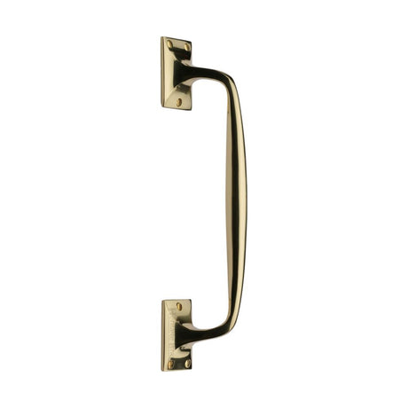 This is an image of a Heritage Brass - Door Pull Handle Cranked Design 12" Polished Brass Finish, v1150-310-pb that is available to order from T.H Wiggans Ironmongery in Kendal.