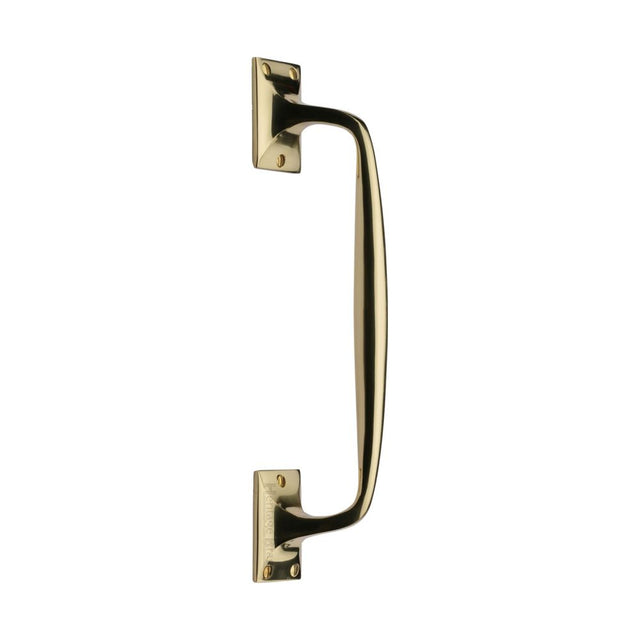 This is an image of a Heritage Brass - Door Pull Handle Cranked Design 12" Polished Brass Finish, v1150-310-pb that is available to order from T.H Wiggans Ironmongery in Kendal.