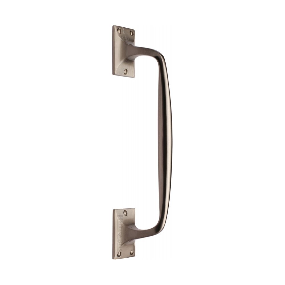 This is an image of a Heritage Brass - Door Pull Handle Cranked Design 12" Satin Nickel Finish, v1150-310-sn that is available to order from T.H Wiggans Ironmongery in Kendal.