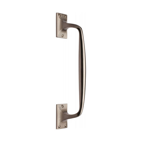 This is an image of a Heritage Brass - Door Pull Handle Cranked Design 12" Satin Nickel Finish, v1150-310-sn that is available to order from T.H Wiggans Ironmongery in Kendal.