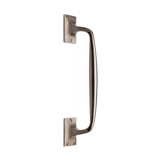 This is an image of a Heritage Brass - Door Pull Handle Cranked Design 12" Satin Nickel Finish, v1150-310-sn that is available to order from T.H Wiggans Ironmongery in Kendal.