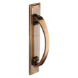 This is an image of a Heritage Brass - Door Pull Handle on Plate Antique Brass Finish, v1162-at that is available to order from T.H Wiggans Ironmongery in Kendal.
