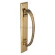 This is an image of a Heritage Brass - Door Pull Handle on Plate Polished Brass Finish, v1162-pb that is available to order from T.H Wiggans Ironmongery in Kendal.