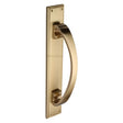 This is an image of a Heritage Brass - Door Pull Handle on Plate Satin Brass Finish, v1162-sb that is available to order from T.H Wiggans Ironmongery in Kendal.