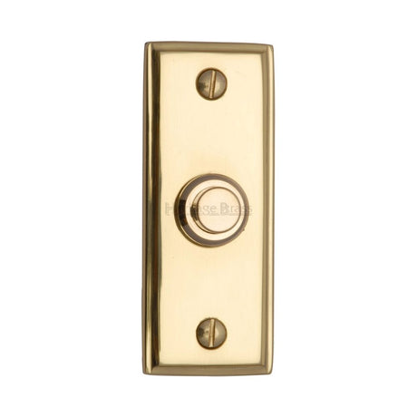 This is an image of a Heritage Brass - Bell Push 3" x 1" Polished Brass Finish, v1180-pb that is available to order from T.H Wiggans Ironmongery in Kendal.