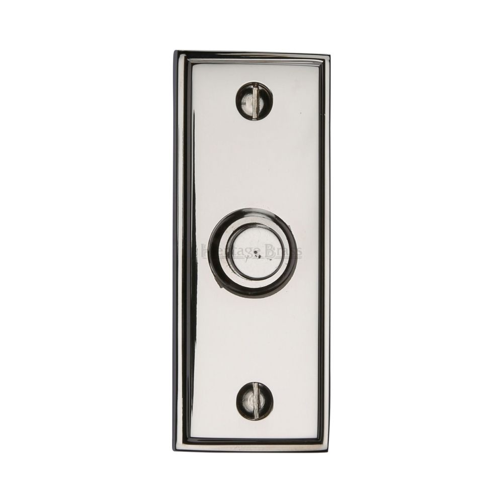 This is an image of a Heritage Brass - Bell Push 3" x 1" Polished Nickel Finish, v1180-pnf that is available to order from T.H Wiggans Ironmongery in Kendal.