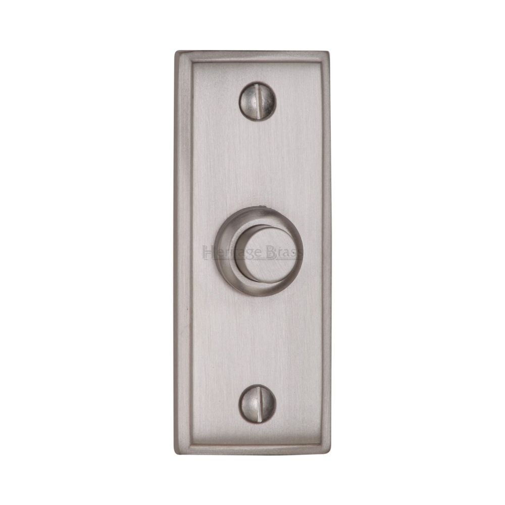 This is an image of a Heritage Brass - Bell Push 3" x 1" Satin Chrome Finish, v1180-sc that is available to order from T.H Wiggans Ironmongery in Kendal.