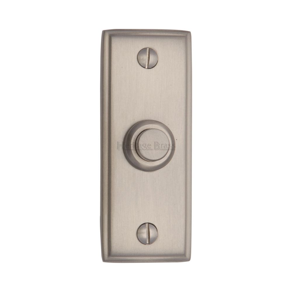 This is an image of a Heritage Brass - Bell Push 3" x 1" Satin Nickel Finish, v1180-sn that is available to order from T.H Wiggans Ironmongery in Kendal.