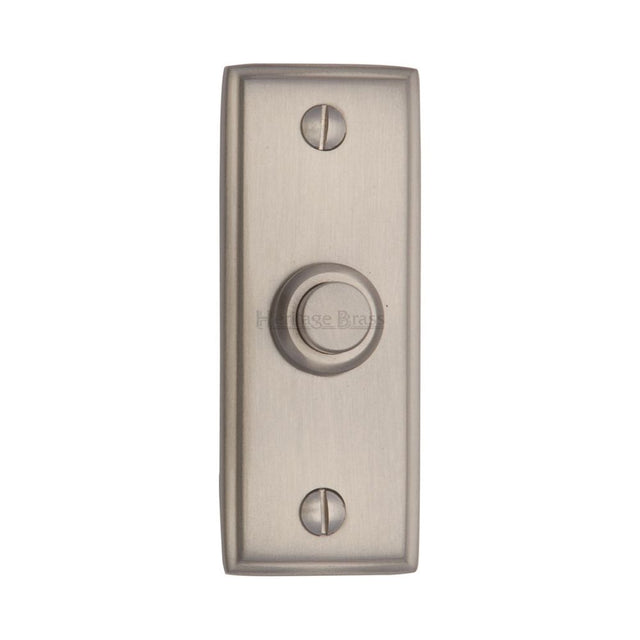 This is an image of a Heritage Brass - Bell Push 3" x 1" Satin Nickel Finish, v1180-sn that is available to order from T.H Wiggans Ironmongery in Kendal.