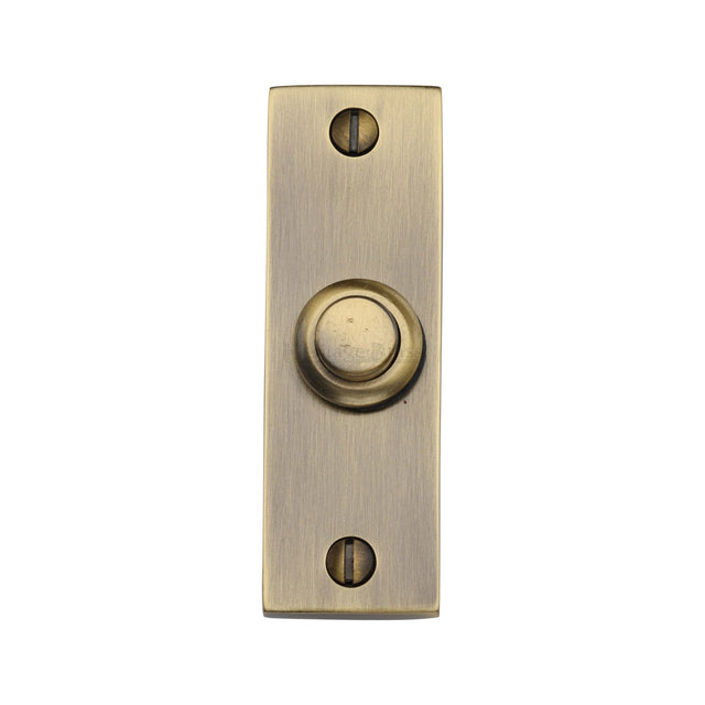 This is an image of a Heritage Brass - Rectangular Bell Push Antique Brass finish, v1182-at that is available to order from T.H Wiggans Ironmongery in Kendal.