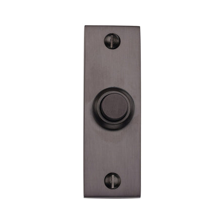 This is an image of a Heritage Brass - Rectangular Bell Push Matt Bronze finish, v1182-mb that is available to order from T.H Wiggans Ironmongery in Kendal.