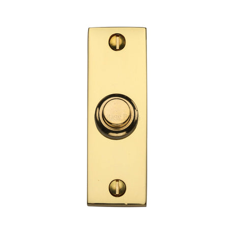 This is an image of a Heritage Brass - Rectangular Bell Push Polished Brass finish, v1182-pb that is available to order from T.H Wiggans Ironmongery in Kendal.